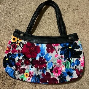 Thirty-One Floral Shoulder Bag with Black Trim